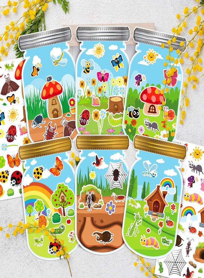 LINAYE 24 Sheets Insect Stickers with Jar Scenes, Make Your Own Bug Jar Stickers, Spring Crafts Activities for Kids Spring Party Decorations Supplies for Kids - Image 4